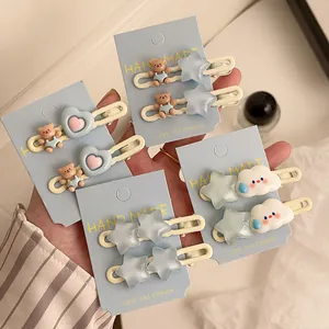 Schattige Koreaanse Y2K haarspeldjes set met beren sterren en wolken accessoires