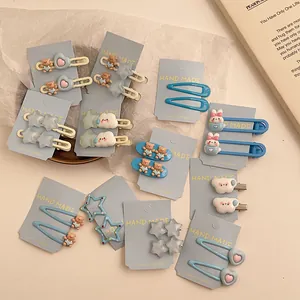 Leuke Koreaanse Y2K haarspeldjes set met sterren en wolken in blauw en crème