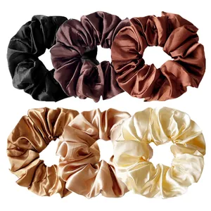 Chouchous En Satin Effet Soie Élastiques Pour Femmes Support De Queue De Cheval Élégant Simple Accessoires De Coiffure