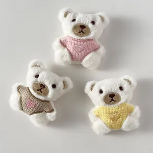 Simpatici Accessori Fai da te Orsetto di Peluche Ricamo a Cuore Spilla Mini Orsetto per Ornamenti per Capelli Borse Artigianato
