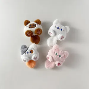 Spille gatto carine in peluche morbido con zampe ricamate per accessori fai da te e borse
