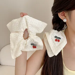 Chouchou Doux Dentelle Cerise Nœud Motif À Carreaux Fleur Élastiques Cheveux Pour Femmes Filles Accessoires Cheveux