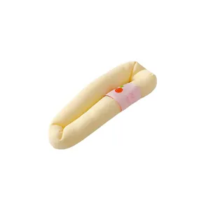 Plush cream sponge hair clip featuring cherry pattern ribbon with Hello Cherry text
