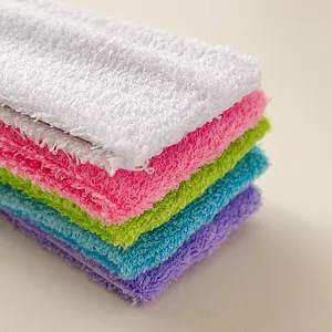 Five-pack of thick absorbent terry sport headbands in white, pink, green, blue, and purple