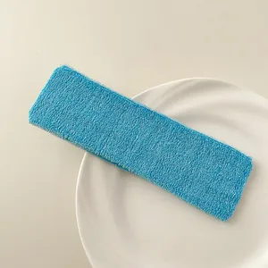 Close-up of vibrant blue towel fabric texture on a sports headband or wristband