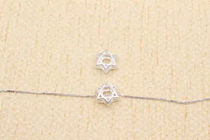 Detailed view of S925 sterling silver hollow hexagram pendant with elegant box chain