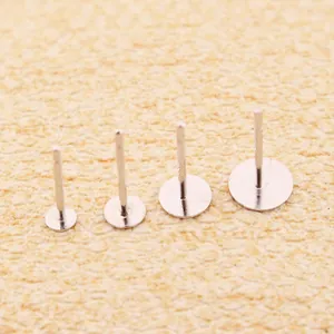 S925 sterling silver flat pad earring posts for DIY jewelry making in four sizes
