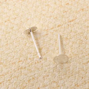 S925 sterling silver flat pad stud earrings with 925 hallmark for DIY jewelry making