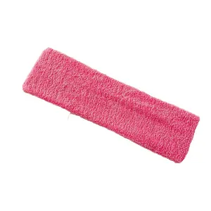 Elastic rose pink terry cloth sports headband for yoga and fitness sweat absorption