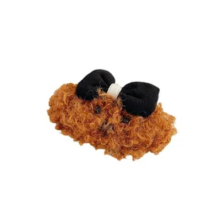 Graziosa molletta per capelli in peluche teddy con fiocco nero per donna e bambina