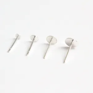 S925 sterling silver flat pad ear studs in four sizes for DIY jewelry making