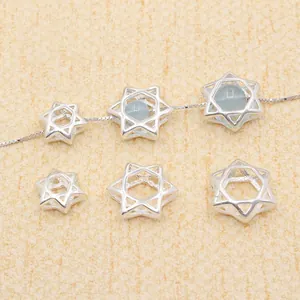 925 Sterling Silver Hexagram DIY Jewelry Making Hollow Star Charm Pendant For Necklace Bracelet Findings Accessories