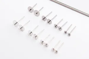Set di basi piatte per orecchini in argento S925 di varie misure per gioielli fai da te