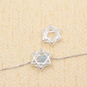 S925 sterling silver hollow hexagram star pendant with thin silver box chain accessory