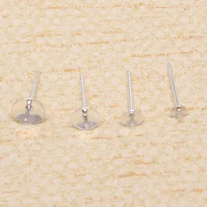 Various sizes of S925 sterling silver cup post earrings for DIY pearl jewelry making