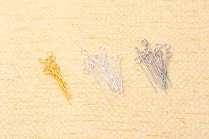 Three colors of S925 sterling silver eyepins for DIY jewelry making and bead connection