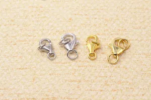 Detailed view of S925 sterling silver lobster clasps in gold and silver finishes for jewelry