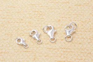 Detailed comparison of four sizes of S925 sterling silver lobster clasps for jewelry