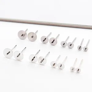 Perno in Argento Sterling 925 Con Base a Testa Piatta per Creazione Orecchini Fai da Te Accessori Gioielli Oro Bianco Argento