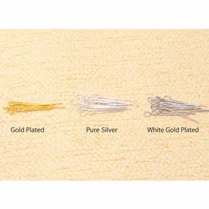 S925 sterling silver eye pins in gold, silver, and rhodium plating for DIY jewelry making