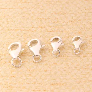 Set mit vier S925 Sterlingsilber-Karabinerverschlüssen in verschiedenen Größen für DIY-Schmuck