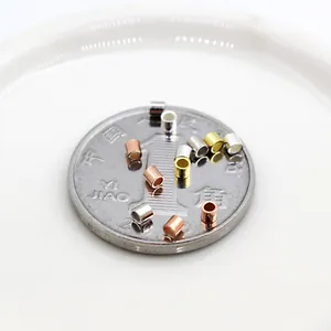 S925 sterling silver DIY spacer tube beads in gold, silver, and rose gold finishes