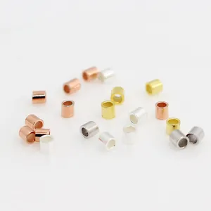 S925 sterling silver 1.5mm crimp tube beads in gold, rose gold and silver for DIY jewelry