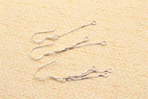 Detail of S925 sterling silver box chain earring hooks for DIY jewelry making