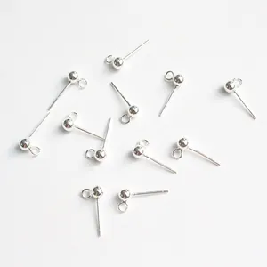 S925 Sterlingsilber Kugel-Ohrstecker mit Öse für DIY Schmuckherstellung Handwerk