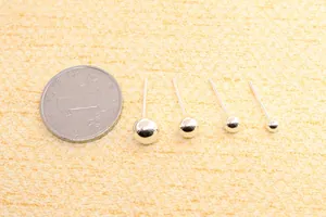Gedetailleerde vergelijking van S925 zilveren bolletjes oorbellen met een muntstuk