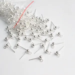 925 Sterlingsilber Ohrstecker-Stift Mit Runder Perle Und Schlaufe DIY Handgefertigtes Schmuckzubehör Für Damen Ohrringe