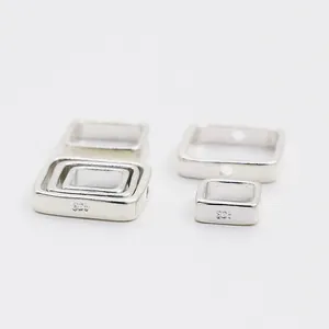 S925 sterling zilveren vierkante frame kralen in verschillende maten voor DIY sieraden
