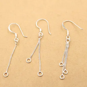 925 Sterling Silver Earring Hooks With Box Chain Tassel DIY Jewelry Findings Platinum Plated Silver Ear Wire Components For Jewelry Making
