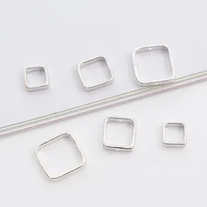Gepolijste S925 sterling zilveren vierkante kralen voor sieraden in diverse maten