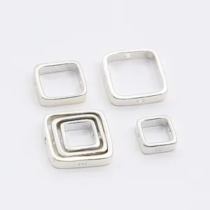 S925 sterling zilveren vierkante tussenkralen voor DIY sieraden en kettingen