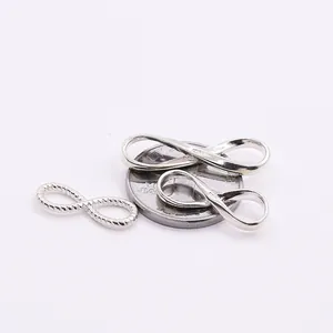 S925 Sterling Silber Unendlichkeit Anhänger mit geflochtener und glatter Oberfläche für DIY