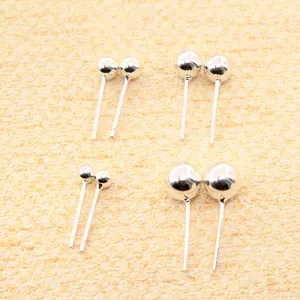 Minimalistische S925 sterling zilveren baloorstekers in vier verschillende maten