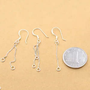 S925 sterling silver spring ear wire box chains for DIY jewelry making