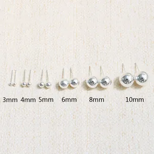 S925 sterling zilveren kogel oorknopjes in maten 3mm tot 10mm voor sieraden maken DIY
