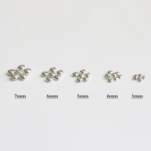 Polished silver flower spacers in 3mm to 7mm sizes for DIY jewelry making