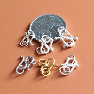 Cierres de gancho S en plata de ley S925 oro y plata para creación de joyería DIY