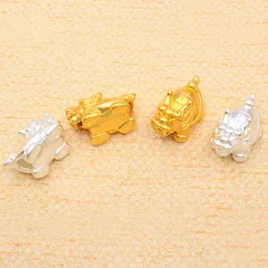 S999 Feinsilber 3D Mythische Tierperlen in Gold und Silber für DIY-Schmuckherstellung
