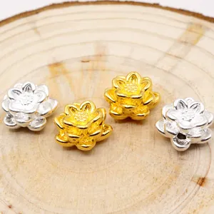 S999 Sterlingsilber 3D Hard Silber Lotus Glückskugeln Für DIY Schmuckherstellung Traditionelle Zen Blume Spacer Perlen