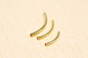 Three gold-plated S925 sterling silver curved tubes for DIY jewelry making and crafts
