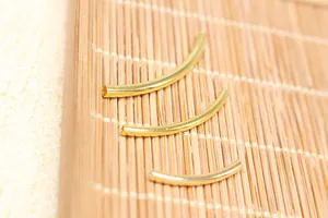 Three different lengths of curved gold-plated S925 silver tubes for DIY jewelry making