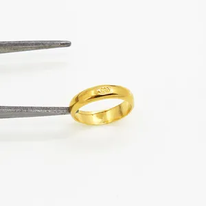 Polished S925 sterling silver hollow round bead frame with 925 stamp in gold finish