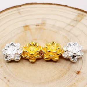 S999 Silber 3D Lotus Perlen für DIY Schmuckherstellung in Gold und Silber Finish