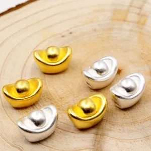 S999 Feinsilber 3D Hartsilber Sycee Abstandsperlen Für DIY Schmuckherstellung Zubehör Gold Silber Vergoldet Wohlstand Glück Yuanbao Perlen