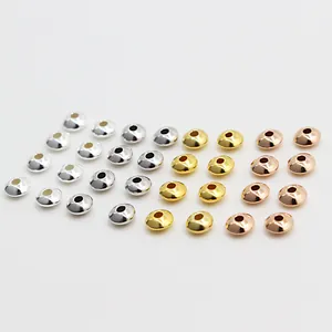 Polished metal flying saucer spacer beads in gold, silver, and rose gold for DIY jewelry