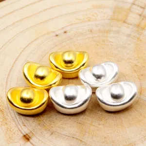 3D S999 Sterlingsilber vergoldete Yuanbao Barren für DIY Schmuck Bastelzubehör